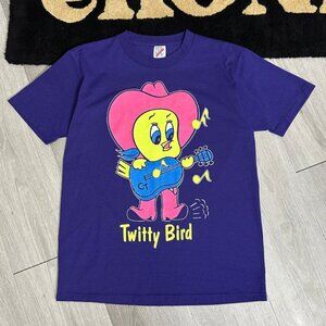 Vintage Conway Twitty "Twitty Bird" Tweety Bird Men's Purple T-Shirt Size Medium